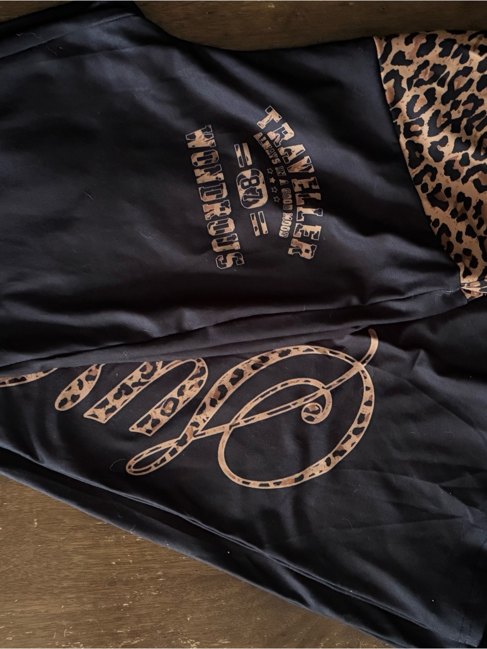 SHEIN Black Leopard Print “Swagger” Graphic Pants Size L